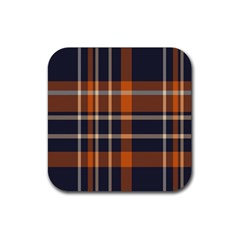 Tartan Background Fabric Design Pattern Rubber Coaster (square)  by Simbadda