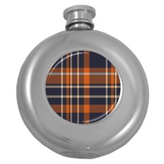 Tartan Background Fabric Design Pattern Round Hip Flask (5 Oz) by Simbadda