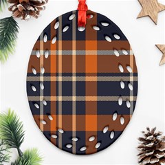 Tartan Background Fabric Design Pattern Oval Filigree Ornament (two Sides) by Simbadda