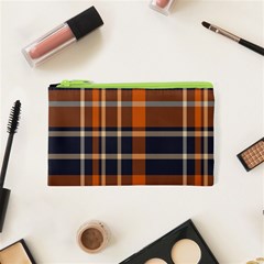 Tartan Background Fabric Design Pattern Cosmetic Bag (xs) by Simbadda