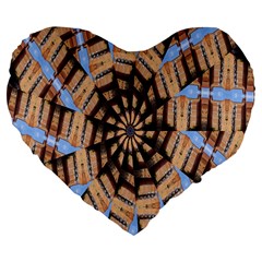 Manipulated Reality Of A Building Picture Large 19  Premium Flano Heart Shape Cushions by Simbadda