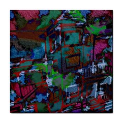 Dark Watercolor On Partial Image Of San Francisco City Mural Usa Tile Coasters