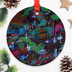 Dark Watercolor On Partial Image Of San Francisco City Mural Usa Ornament (round) by Simbadda