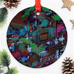 Dark Watercolor On Partial Image Of San Francisco City Mural Usa Ornament (Round) Front