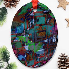 Dark Watercolor On Partial Image Of San Francisco City Mural Usa Ornament (oval) by Simbadda