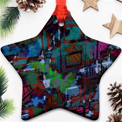 Dark Watercolor On Partial Image Of San Francisco City Mural Usa Ornament (star) by Simbadda