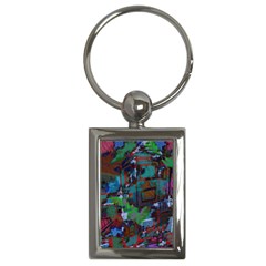 Dark Watercolor On Partial Image Of San Francisco City Mural Usa Key Chains (Rectangle) 