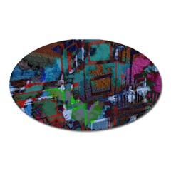 Dark Watercolor On Partial Image Of San Francisco City Mural Usa Oval Magnet