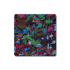 Dark Watercolor On Partial Image Of San Francisco City Mural Usa Square Magnet