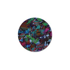 Dark Watercolor On Partial Image Of San Francisco City Mural Usa Golf Ball Marker