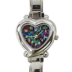 Dark Watercolor On Partial Image Of San Francisco City Mural Usa Heart Italian Charm Watch by Simbadda