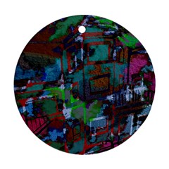 Dark Watercolor On Partial Image Of San Francisco City Mural Usa Round Ornament (two Sides) by Simbadda