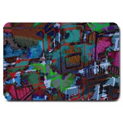 Dark Watercolor On Partial Image Of San Francisco City Mural Usa Large Doormat  by Simbadda