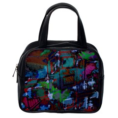 Dark Watercolor On Partial Image Of San Francisco City Mural Usa Classic Handbags (One Side)