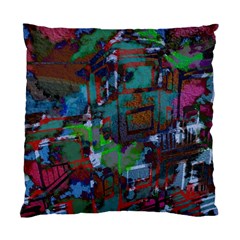 Dark Watercolor On Partial Image Of San Francisco City Mural Usa Standard Cushion Case (one Side) by Simbadda