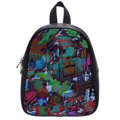 Dark Watercolor On Partial Image Of San Francisco City Mural Usa School Bags (Small) 