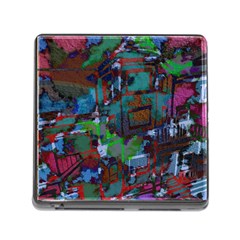 Dark Watercolor On Partial Image Of San Francisco City Mural Usa Memory Card Reader (Square)