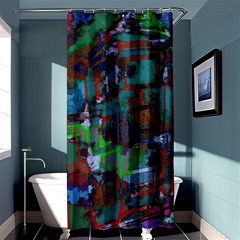 Dark Watercolor On Partial Image Of San Francisco City Mural Usa Shower Curtain 36  X 72  (stall)  by Simbadda