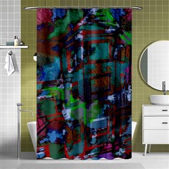 Dark Watercolor On Partial Image Of San Francisco City Mural Usa Shower Curtain 48  X 72  (small)  by Simbadda