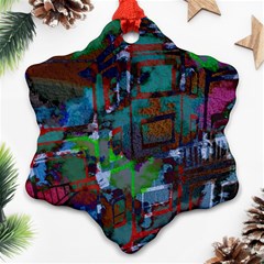 Dark Watercolor On Partial Image Of San Francisco City Mural Usa Snowflake Ornament (two Sides) by Simbadda