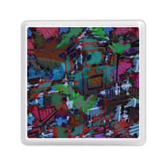 Dark Watercolor On Partial Image Of San Francisco City Mural Usa Memory Card Reader (Square) 