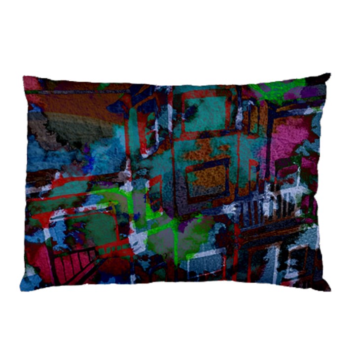 Dark Watercolor On Partial Image Of San Francisco City Mural Usa Pillow Case (Two Sides)