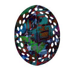 Dark Watercolor On Partial Image Of San Francisco City Mural Usa Oval Filigree Ornament (two Sides) by Simbadda