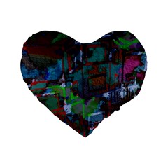 Dark Watercolor On Partial Image Of San Francisco City Mural Usa Standard 16  Premium Heart Shape Cushions