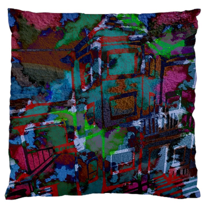 Dark Watercolor On Partial Image Of San Francisco City Mural Usa Standard Flano Cushion Case (One Side)