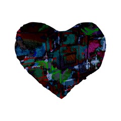 Dark Watercolor On Partial Image Of San Francisco City Mural Usa Standard 16  Premium Flano Heart Shape Cushions