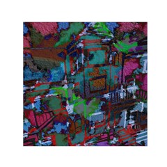 Dark Watercolor On Partial Image Of San Francisco City Mural Usa Small Satin Scarf (Square)