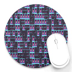 Techno Fractal Wallpaper Round Mousepads by Simbadda