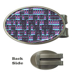 Techno Fractal Wallpaper Money Clips (oval)  by Simbadda