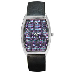 Techno Fractal Wallpaper Barrel Style Metal Watch by Simbadda