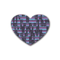 Techno Fractal Wallpaper Rubber Coaster (heart)  by Simbadda