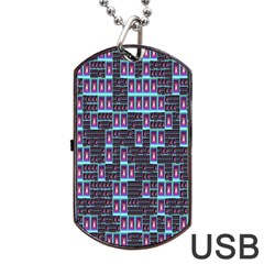 Techno Fractal Wallpaper Dog Tag Usb Flash (one Side) by Simbadda