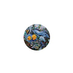 Colorful Aquatic Life Wall Mural 1  Mini Buttons by Simbadda