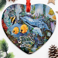 Colorful Aquatic Life Wall Mural Ornament (heart) by Simbadda