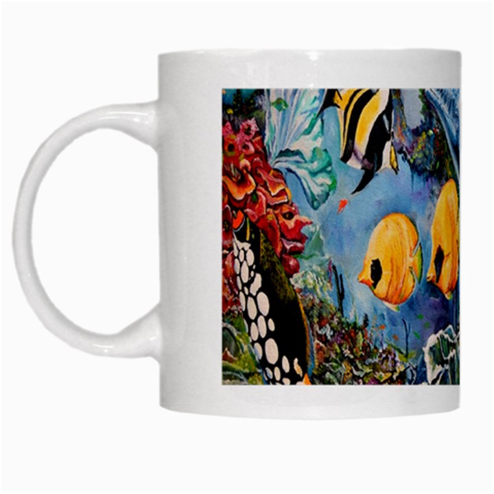 Colorful Aquatic Life Wall Mural White Mugs