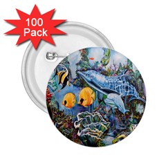 Colorful Aquatic Life Wall Mural 2 25  Buttons (100 Pack)  by Simbadda