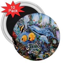 Colorful Aquatic Life Wall Mural 3  Magnets (10 Pack)  by Simbadda