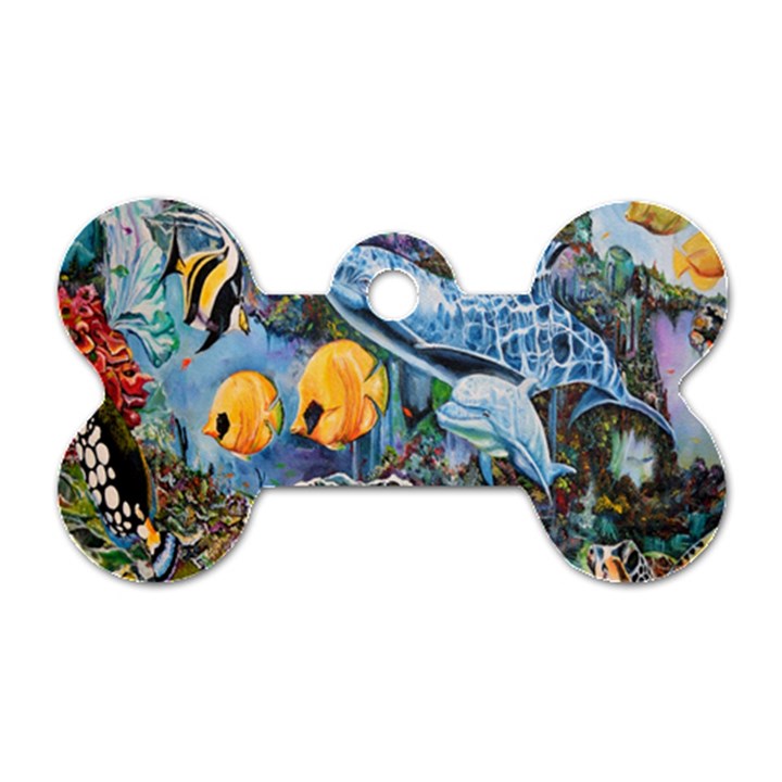 Colorful Aquatic Life Wall Mural Dog Tag Bone (Two Sides)