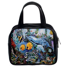 Colorful Aquatic Life Wall Mural Classic Handbags (2 Sides) by Simbadda