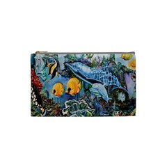 Colorful Aquatic Life Wall Mural Cosmetic Bag (small)  by Simbadda