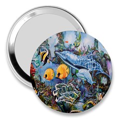 Colorful Aquatic Life Wall Mural 3  Handbag Mirrors by Simbadda