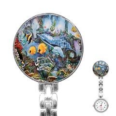 Colorful Aquatic Life Wall Mural Stainless Steel Nurses Watch by Simbadda