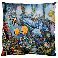 Colorful Aquatic Life Wall Mural Standard Flano Cushion Case (two Sides) by Simbadda