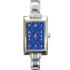 Blue Fractal Background Rectangle Italian Charm Watch