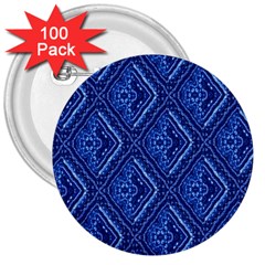 Blue Fractal Background 3  Buttons (100 Pack)  by Simbadda