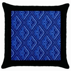 Blue Fractal Background Throw Pillow Case (black) by Simbadda